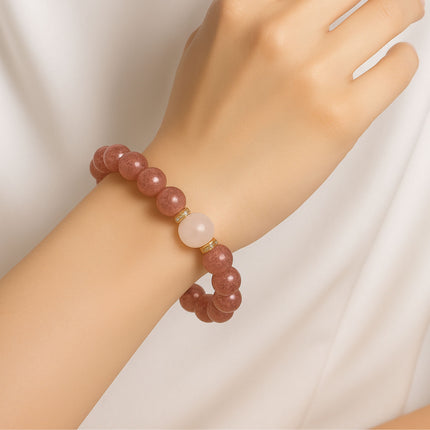 Sweet Heart: Embrace Love and Harmony with the Rose Quartz & Strawberry Quartz Bracelet