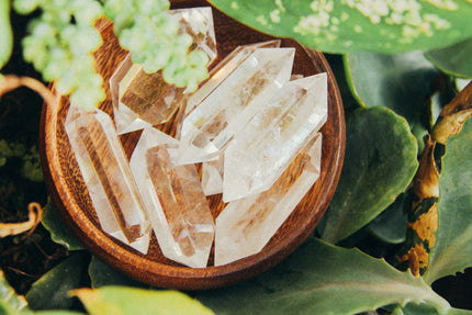 healing crystals flat lay