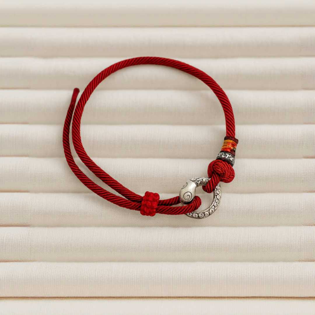 Silver Snake Knot Red Thread Bracelet – Productivity | Everly Zen
