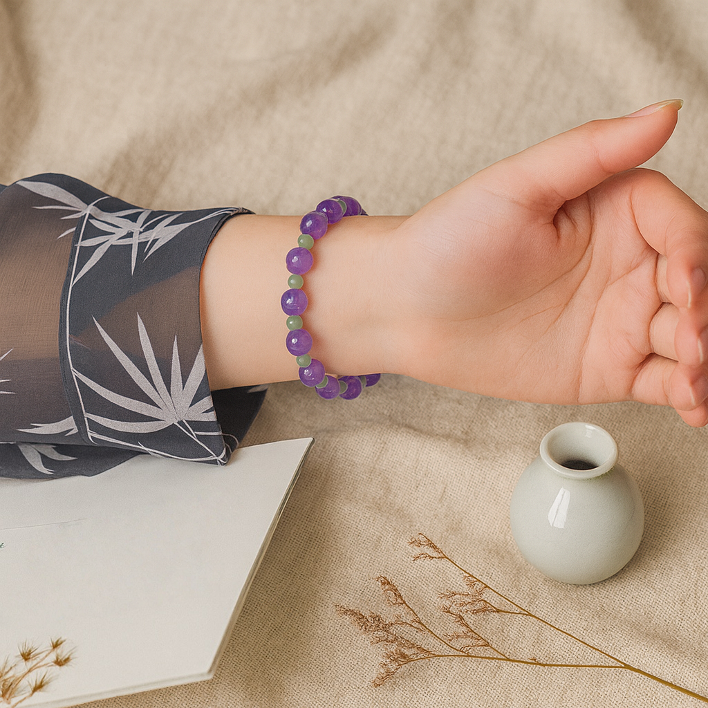 Amethyst & Hetian Jade Bracelet – Restful Sleep Energy