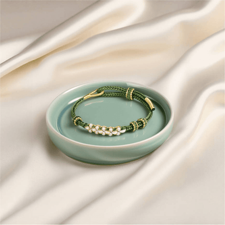 Green Thread Fortune Knot Bracelet – Daily Work Motivation