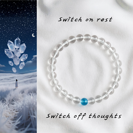 Clear Quartz & Aquamarine Sleep Bracelet – Stillness & Emotional Reset