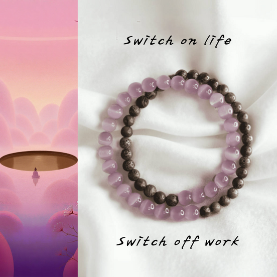 Golden Sandalwood & Cat’s Eye Stone Vintage Bracelet – Evening Mindfulness
