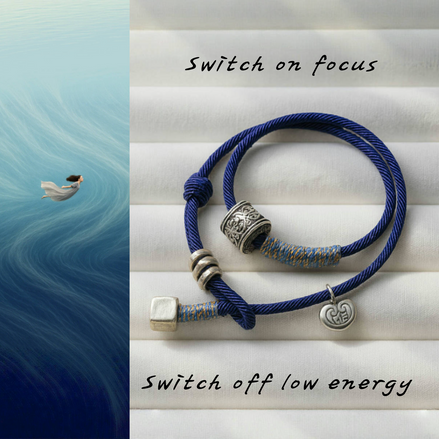Six-Word Mantra Blue Thread Bracelet – Protection & Mindfulness