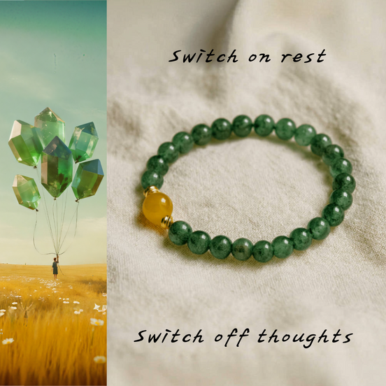 Green Strawberry Quartz & Jade Double Bracelet – Calm Sleep Energy