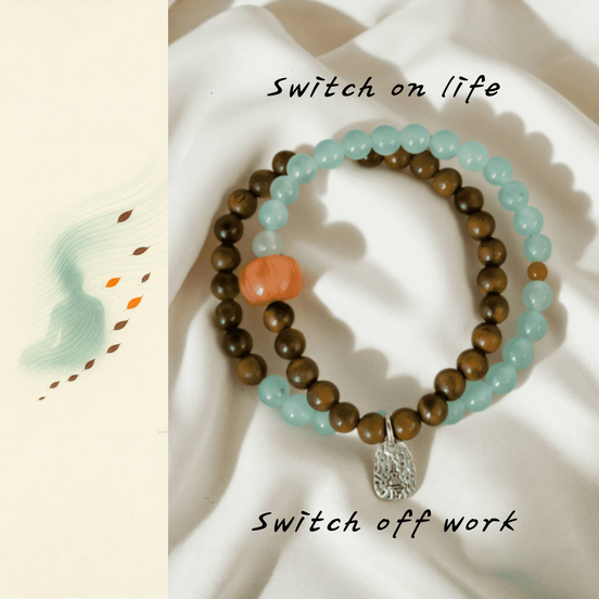 Green Sandalwood & Dongling Jade Double-Layer Bracelet – Vintage Relaxation