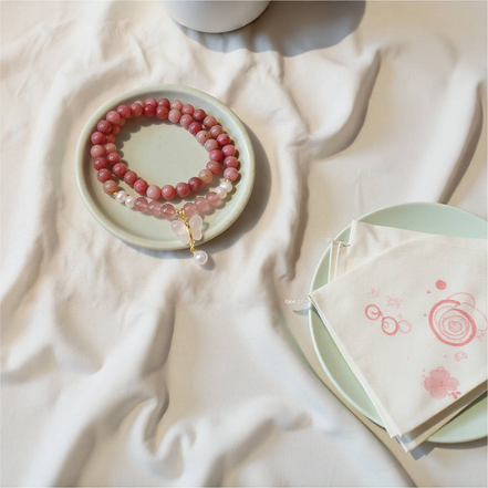 Rhodochrosite & Chalcedony Butterfly Bracelet – Sleep Ritual & Emotional Rebirth