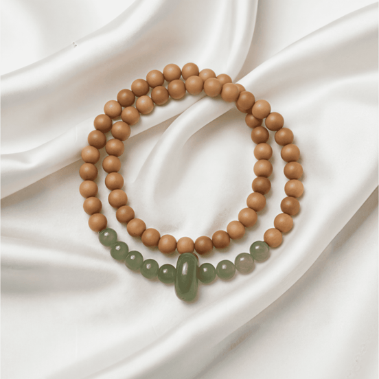 Barbie Agarwood & Hetian Jade Double-Wrap Bracelet – Evening Mindful Energy