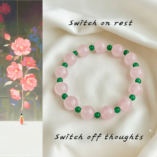 Rose Quartz & Contrasting Jade Bracelet – Gentle Evening Calm