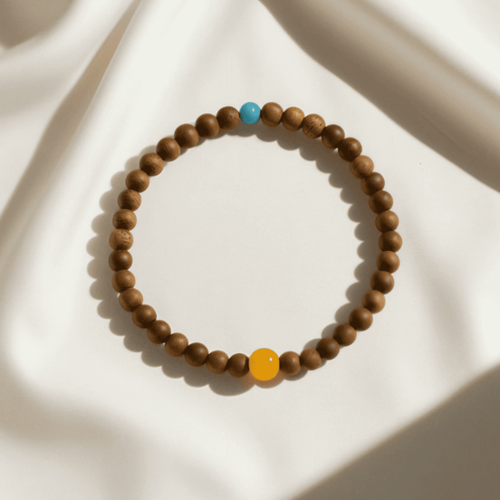 Premium Agarwood & Turquoise Bead Bracelet – Serene Night Ritual