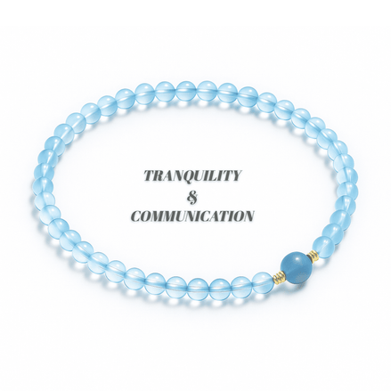 Aquamarine Moonstone Bracelet – Tranquil Voice & Emotional Flow