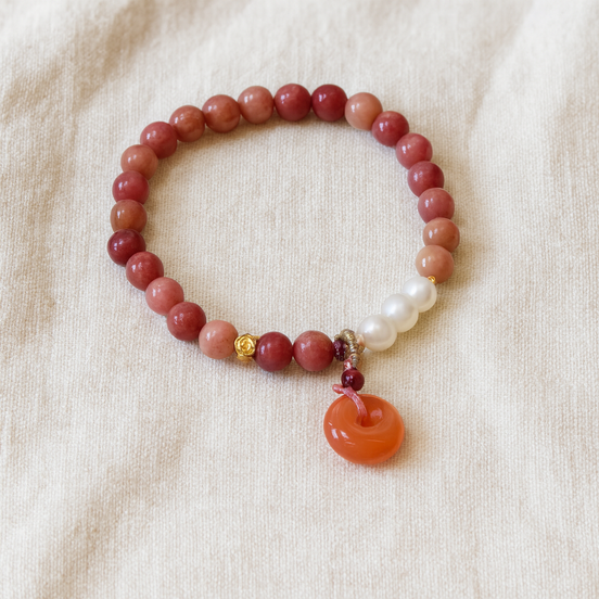 Rhodochrosite, Pearl & Chalcedony Bracelet – Inner Peace Sleep