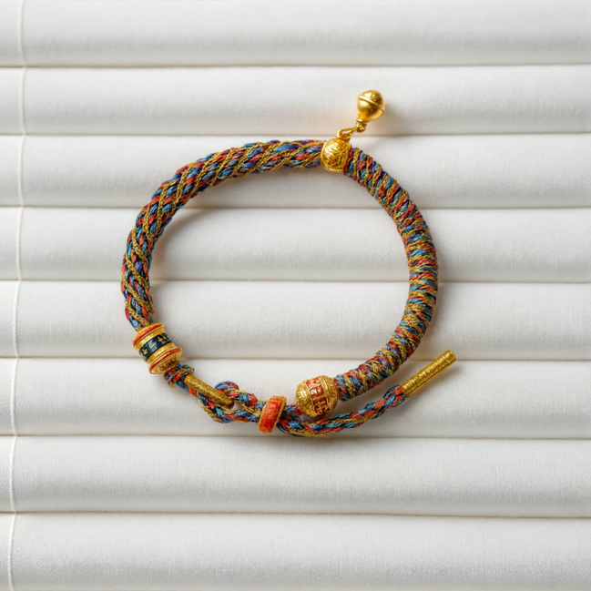 Six-Word Mantra Tibetan Multicolor Braided Bracelet – Protection & Blessings