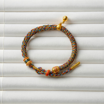 Six-Word Mantra Tibetan Multicolor Braided Bracelet – Protection & Blessings