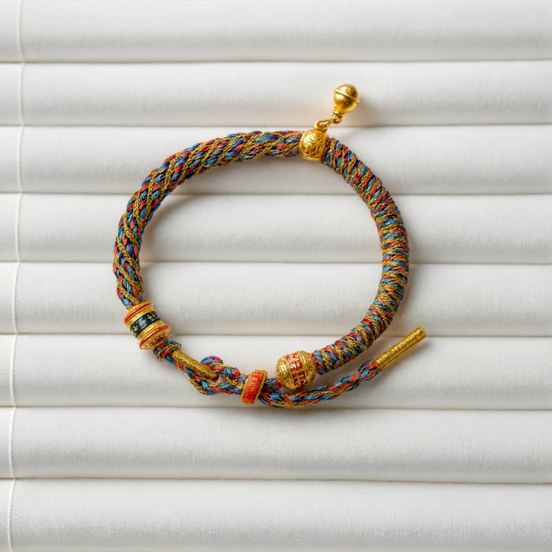 Six-Word Mantra Tibetan Multicolor Braided Bracelet – Protection & Blessings