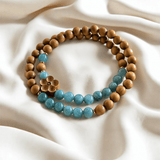Vintage-Inspired Blue Jade & Sandalwood Peach Blossom Bracelet – Romance & Inner Ease