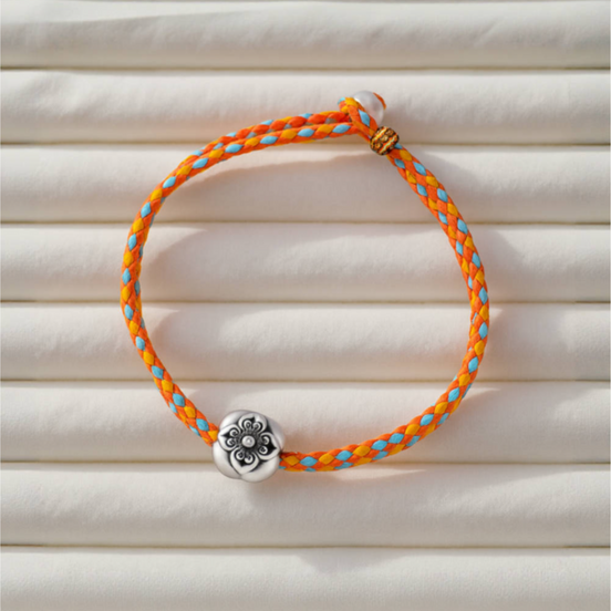 “Silver Persimmon” Blessing Thread Bracelet – Luck & Smooth Flow