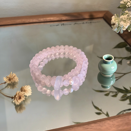 Rose Quartz & Pearl  Double Bracelet – Calm Emotional Balance