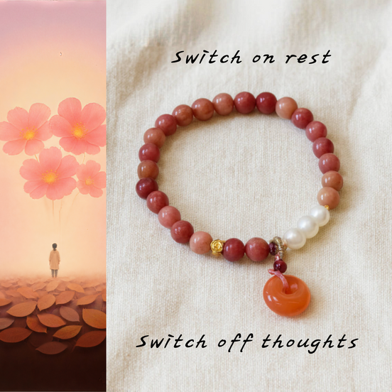 Rhodochrosite, Pearl & Chalcedony Bracelet – Inner Peace Sleep