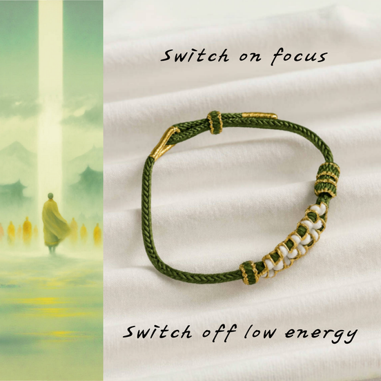 Green Thread Fortune Knot Bracelet – Daily Work Motivation