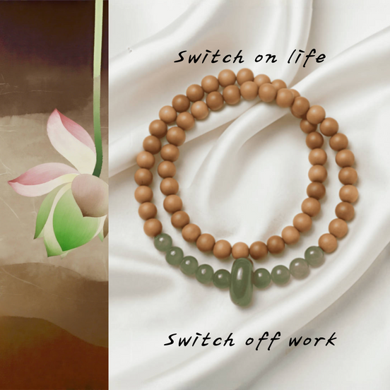 Barbie Agarwood & Hetian Jade Double-Wrap Bracelet – Evening Mindful Energy