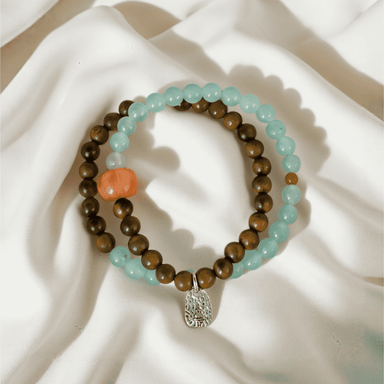 Green Sandalwood & Dongling Jade Double-Layer Bracelet – Vintage Relaxation