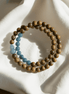 Blue Jade & Sandalwood Gourd Bracelet – Relaxation & Good Fortune