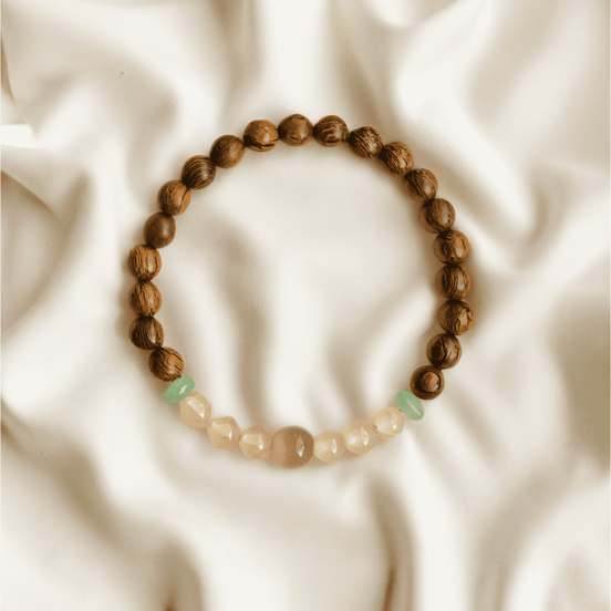 Golden Sandalwood & Green Dongling Jade Bracelet – Emotional Stability