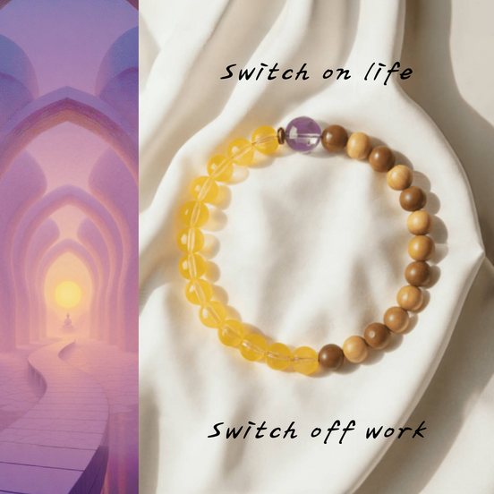 Golden Nanmu Wood & Citrine Bracelet – Stress Release & Positive Energy