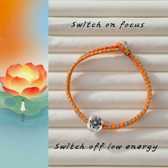 “Silver Persimmon” Blessing Thread Bracelet – Luck & Smooth Flow