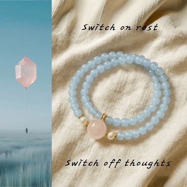 Aquamarine & Rose Quartz Double Bracelet – Emotional Calm Sleep