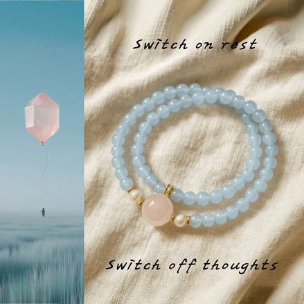 Aquamarine & Rose Quartz Double Bracelet – Emotional Calm Sleep