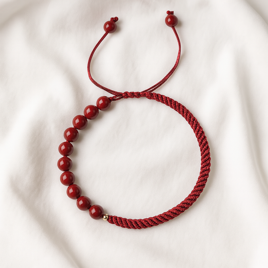 Red String Cinnabar Bead Bracelet – Lucky Talisman for Love, Safety & New Year Blessings