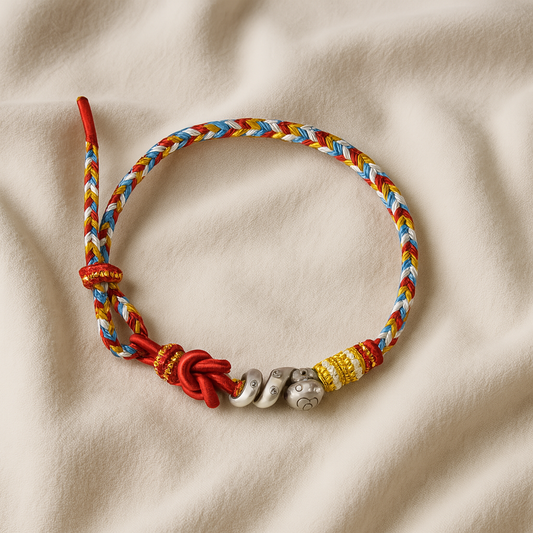 Colorful Red String Snake Bracelet – Lunar Zodiac Talisman for Luck &amp; Transformation