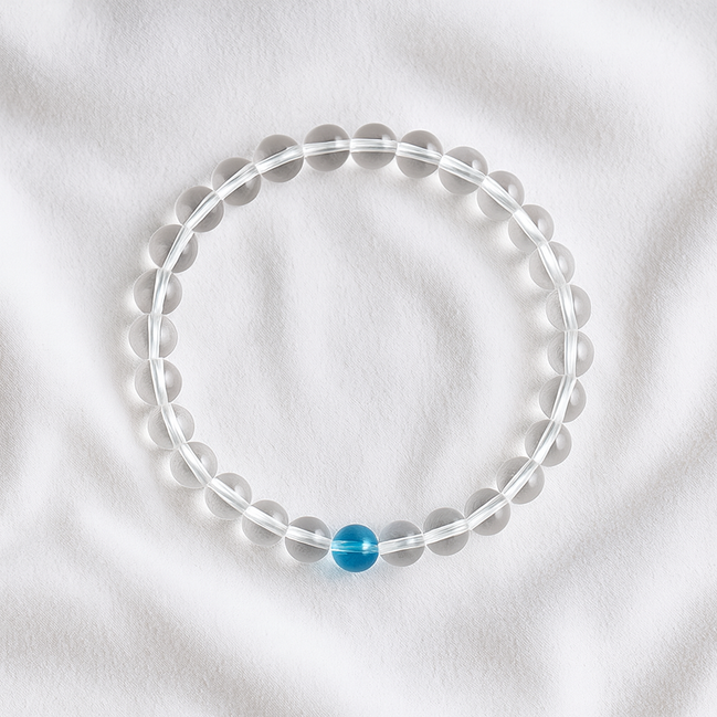 Clear Quartz & Aquamarine Sleep Bracelet – Stillness & Emotional Reset