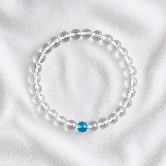 Clear Quartz & Aquamarine Sleep Bracelet – Stillness & Emotional Reset