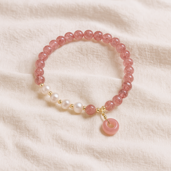 Strawberry Quartz & Garnet Bracelet – Romantic Calm Sleep