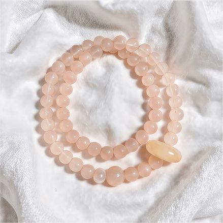 Rose Quartz & Pearl  Double Bracelet – Calm Emotional Balance